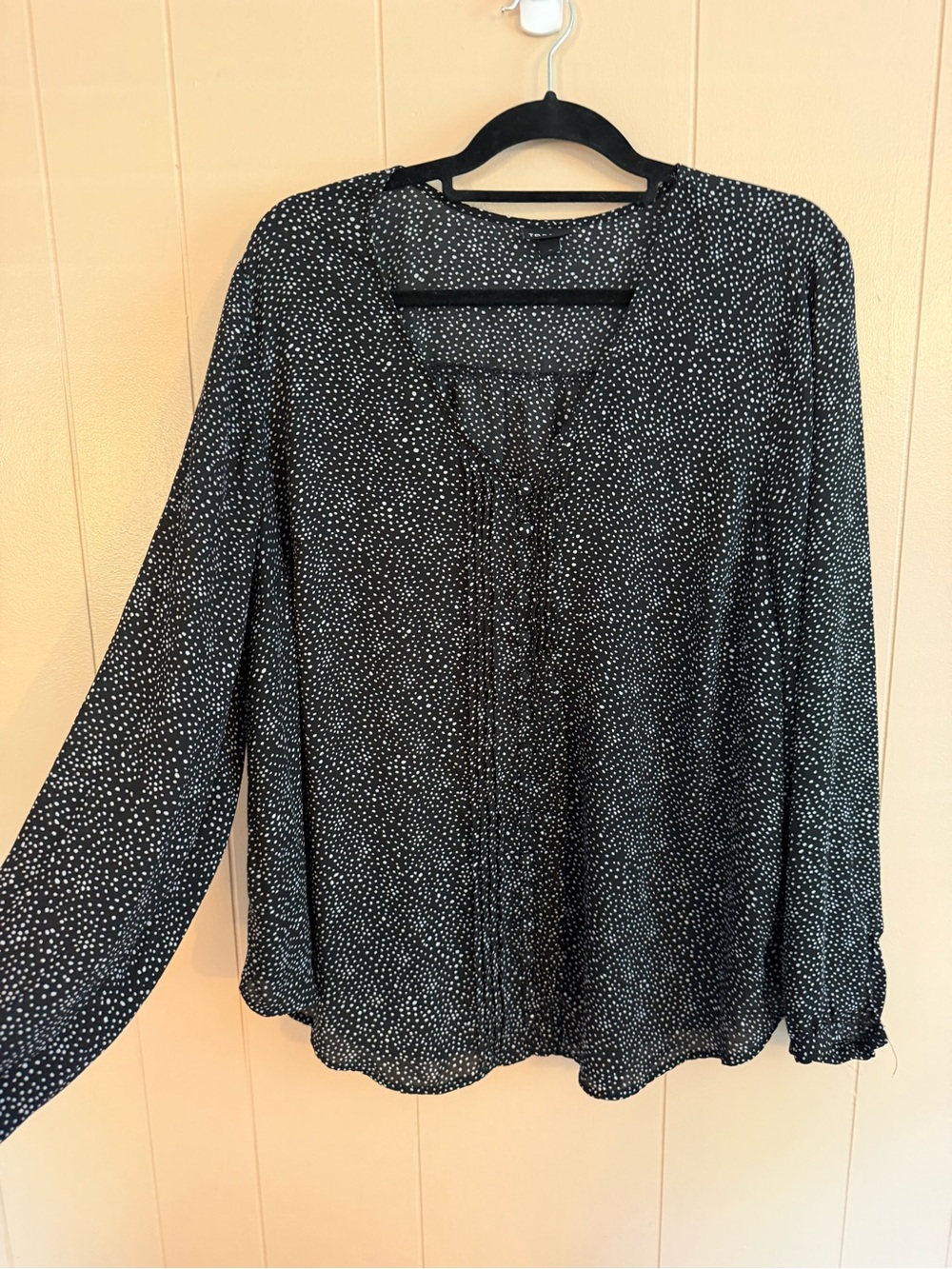 Torrid Black & White Polka Dot Long-Sleeve Blouse